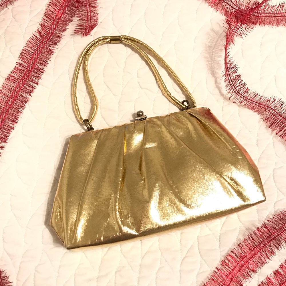 Vintage Gold Metallic Mini Party Purse Clutch